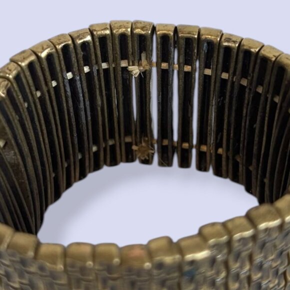 Textured Brass Tone Stretch Bracelet - Picture 3 of 4